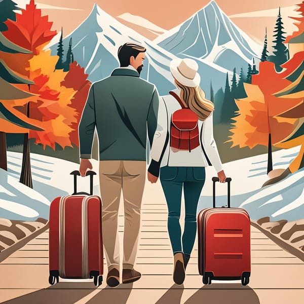 A couple leaving Canada with their luggage